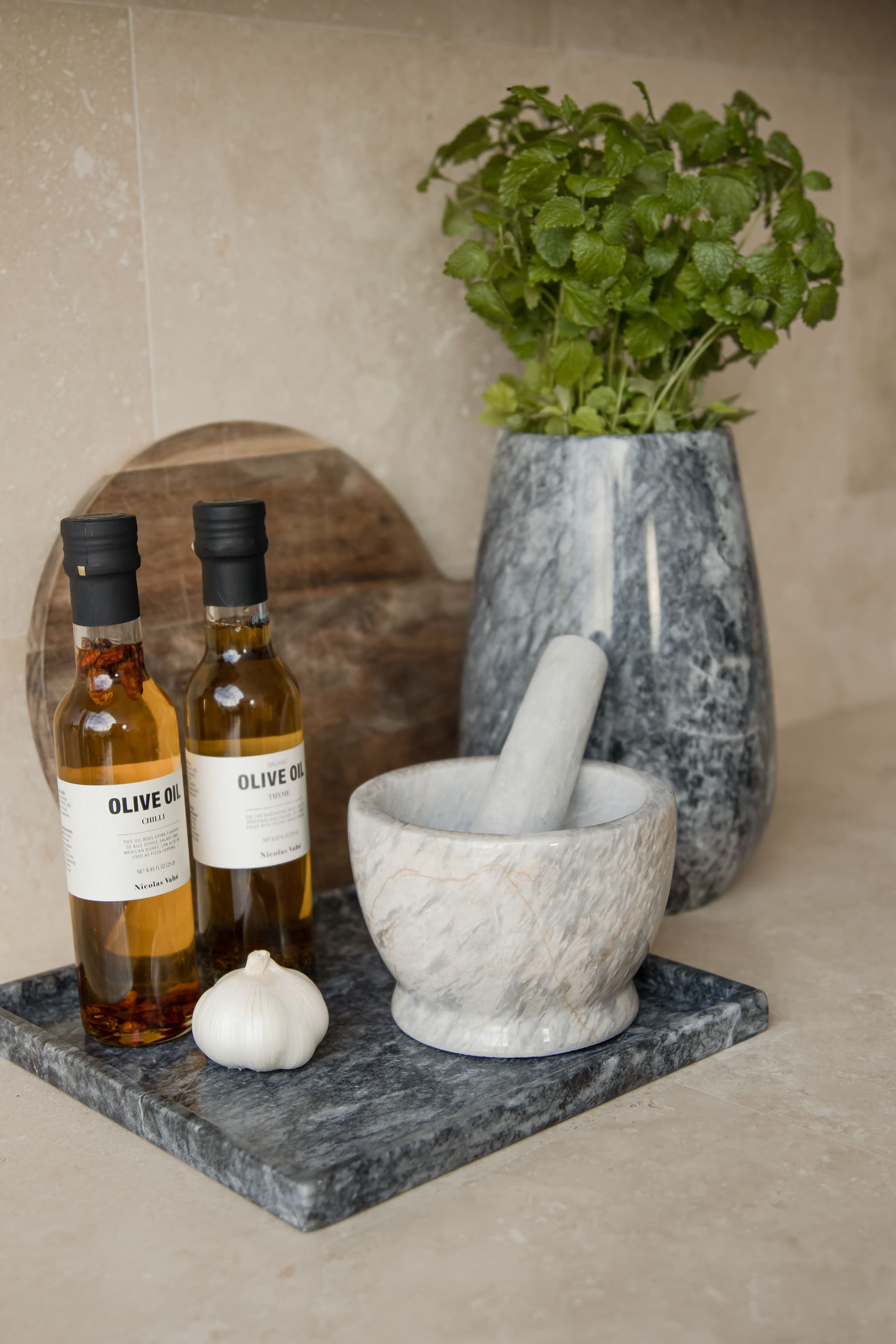 Morter i lys marmor - 3 forskellige størrelser