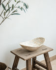 Curved Oval Marble Bowl - grey and beige variants