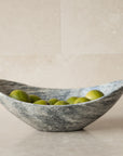 Curved Oval Marble Bowl - grey and beige variants