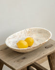 Oval marble bowl - red pattern