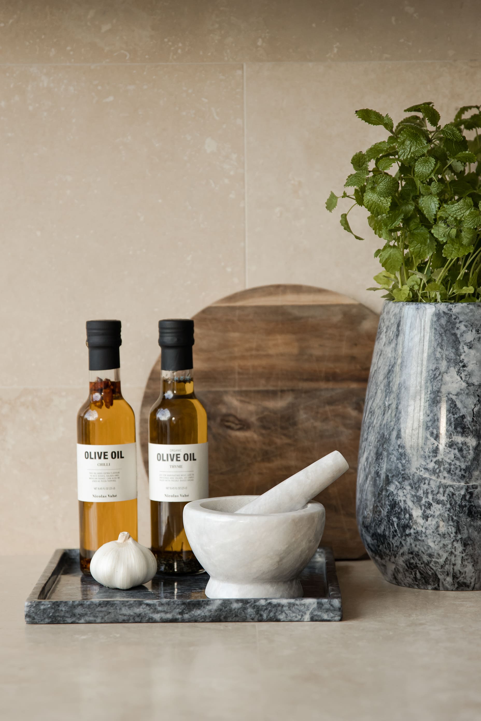 Morter i lys marmor - 3 forskellige størrelser