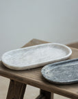Oval marble tray - Small. Light and dark variant.